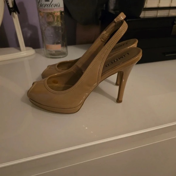 The Limited Beige Peep-Toe Slingback Heels - Picture 2 of 5